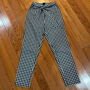 BLACK AND WHITE PLAID PANTS